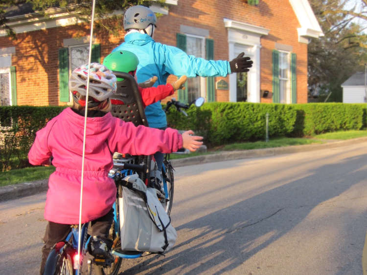 A family enjoying cycling
